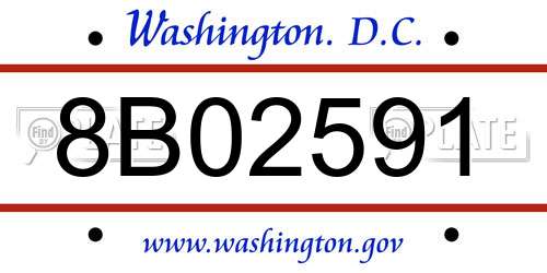 8B02591 District Of Columbia License Plate