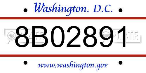 8B02891 District Of Columbia License Plate