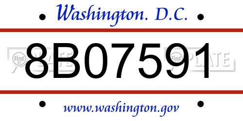 8B07591 District Of Columbia License Plate