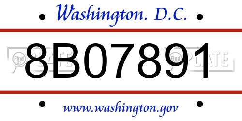 8B07891 District Of Columbia License Plate