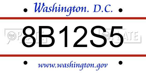 8B12S5 District Of Columbia License Plate