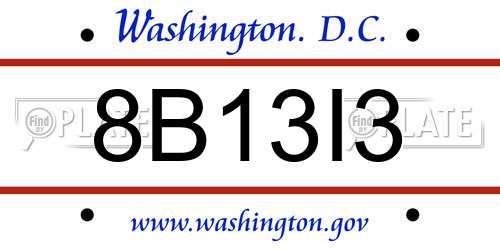 8B13I3 District Of Columbia License Plate