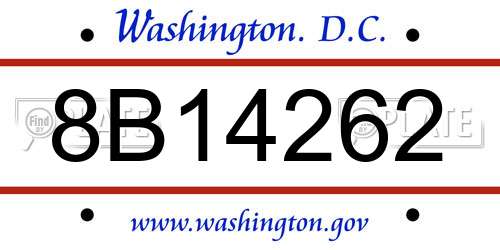 8B14262 District Of Columbia License Plate