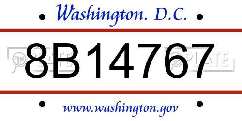 8B14767 District Of Columbia License Plate