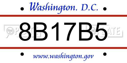8B17B5 District Of Columbia License Plate