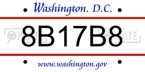 8B17B8 District Of Columbia License Plate