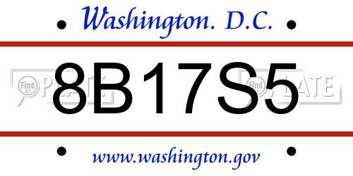 8B17S5 District Of Columbia License Plate