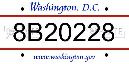8B20228 District Of Columbia License Plate