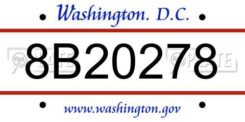 8B20278 District Of Columbia License Plate