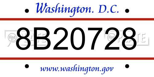 8B20728 District Of Columbia License Plate