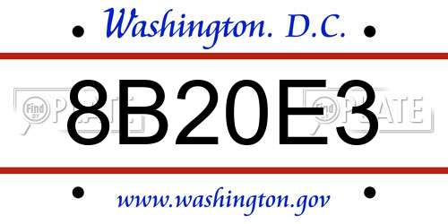8B20E3 District Of Columbia License Plate