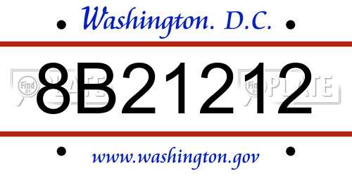 8B21212 District Of Columbia License Plate