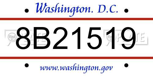 8B21519 District Of Columbia License Plate