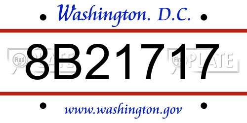 8B21717 District Of Columbia License Plate