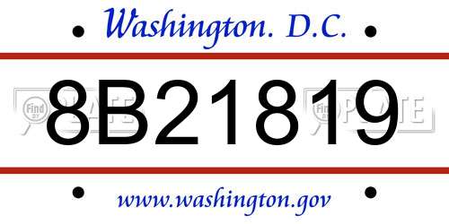 8B21819 District Of Columbia License Plate