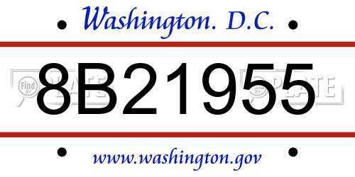8B21955 District Of Columbia License Plate