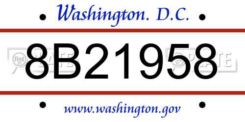 8B21958 District Of Columbia License Plate