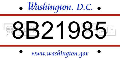 8B21985 District Of Columbia License Plate