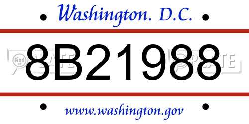 8B21988 District Of Columbia License Plate