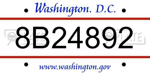 8B24892 District Of Columbia License Plate