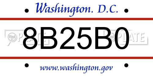8B25B0 District Of Columbia License Plate