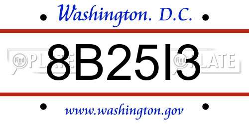 8B25I3 District Of Columbia License Plate