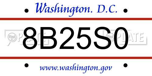 8B25S0 District Of Columbia License Plate