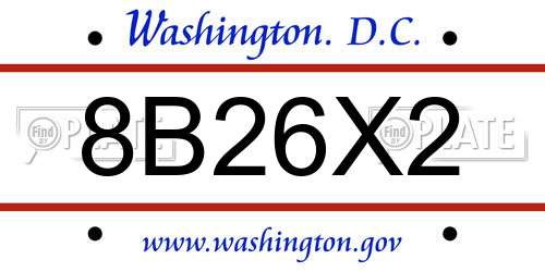 8B26X2 District Of Columbia License Plate