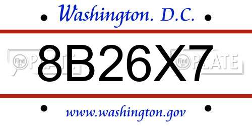 8B26X7 District Of Columbia License Plate