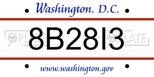 8B28I3 District Of Columbia License Plate
