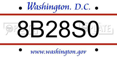 8B28S0 District Of Columbia License Plate