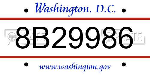 8B29986 District Of Columbia License Plate