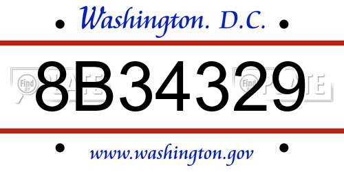 8B34329 District Of Columbia License Plate