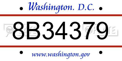 8B34379 District Of Columbia License Plate