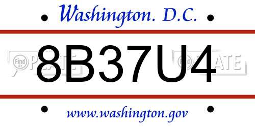 8B37U4 District Of Columbia License Plate