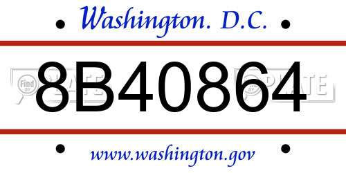 8B40864 District Of Columbia License Plate