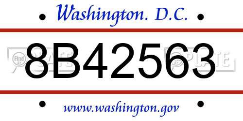 8B42563 District Of Columbia License Plate