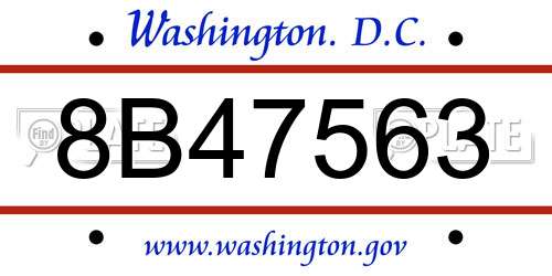 8B47563 District Of Columbia License Plate