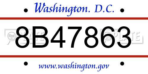 8B47863 District Of Columbia License Plate