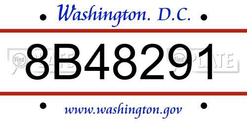 8B48291 District Of Columbia License Plate
