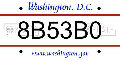 8B53B0 District Of Columbia License Plate