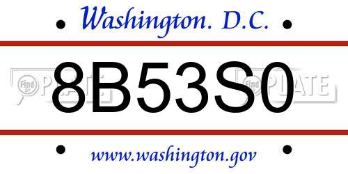 8B53S0 District Of Columbia License Plate