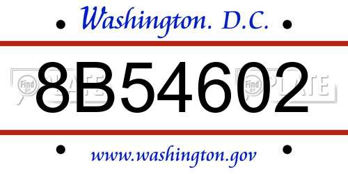 8B54602 District Of Columbia License Plate