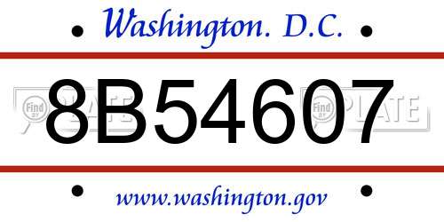 8B54607 District Of Columbia License Plate