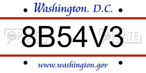 8B54V3 District Of Columbia License Plate