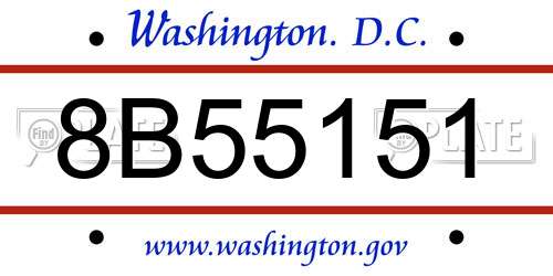 8B55151 District Of Columbia License Plate