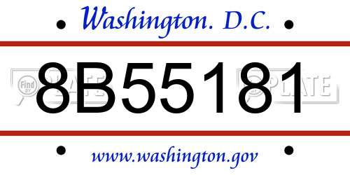 8B55181 District Of Columbia License Plate