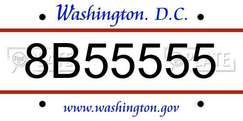 8B55555 District Of Columbia License Plate