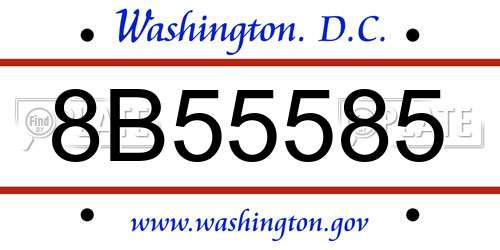 8B55585 District Of Columbia License Plate