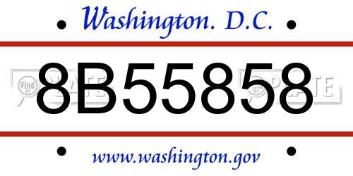 8B55858 District Of Columbia License Plate